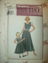 9192 RETRO VINTAGE MOM DAUGHTER SLVLSS DRESS, BELT PATTERN 6-16